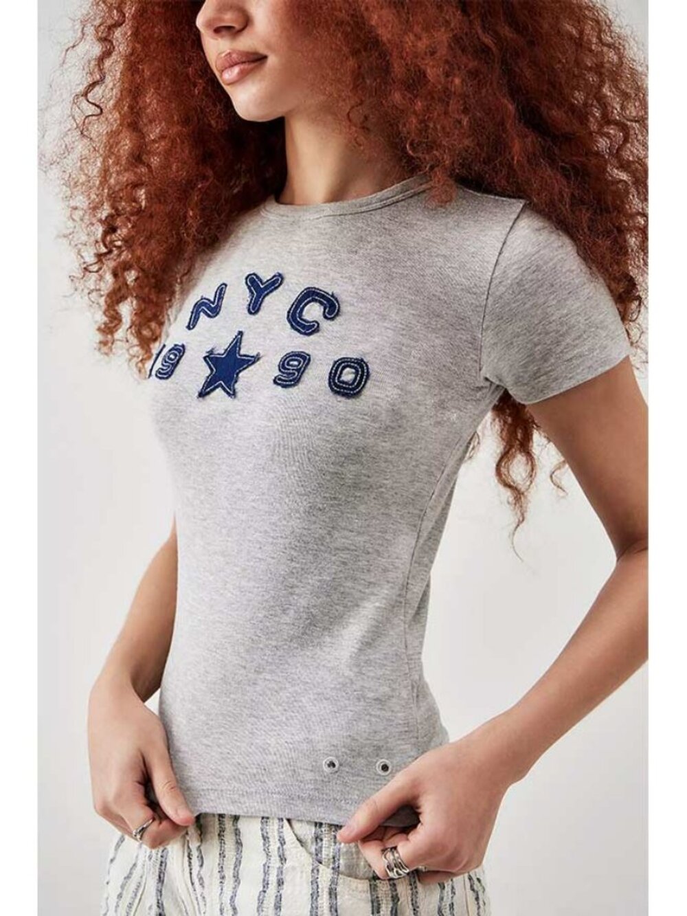 Urban Outfitters Gray NYC 1990 Baby Doll T-Shirt - Women's Large